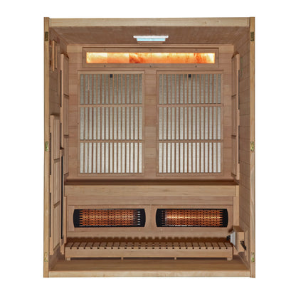 2025 Golden Designs "Soria" 3 Person Hybrid Sauna (Indoor) Full Spectrum and Harvia Traditional Stove (GDI-8330-01)