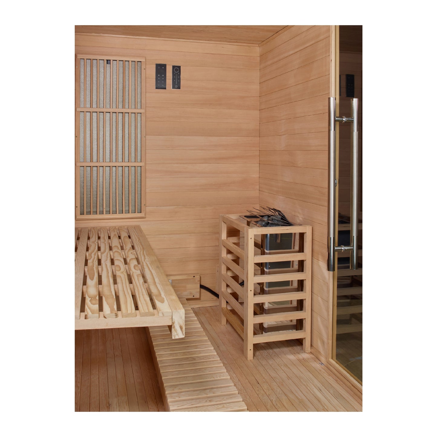 2025 Golden Designs "Soria" 3 Person Hybrid Sauna (Indoor) Full Spectrum and Harvia Traditional Stove (GDI-8330-01)